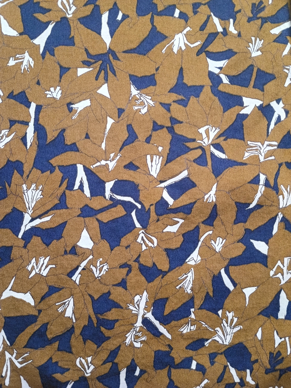 Hart Schaffner Marx Tan Floral Short-Sleeve Button-Down Shirt Small - Picture 2 of 8